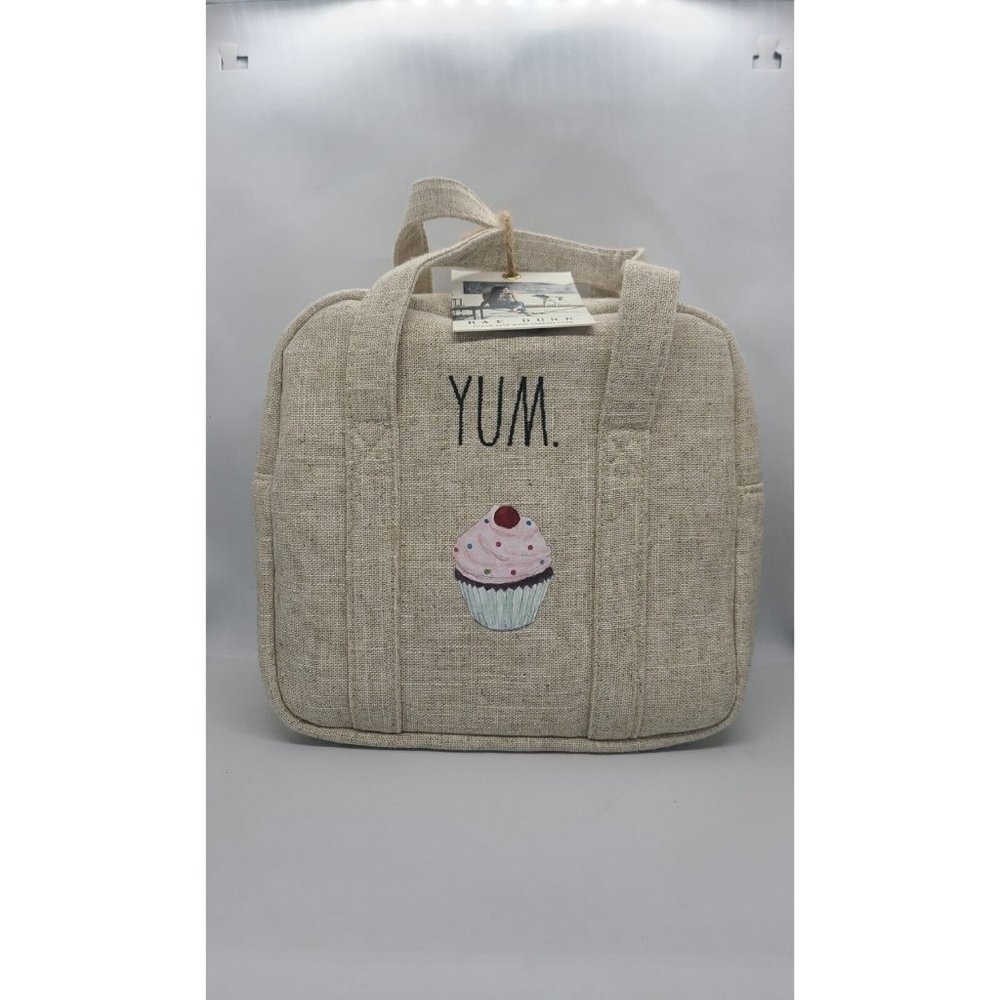 Rae Dunn Insulated Lunch Tote With Utensil Case "Yum" NEW